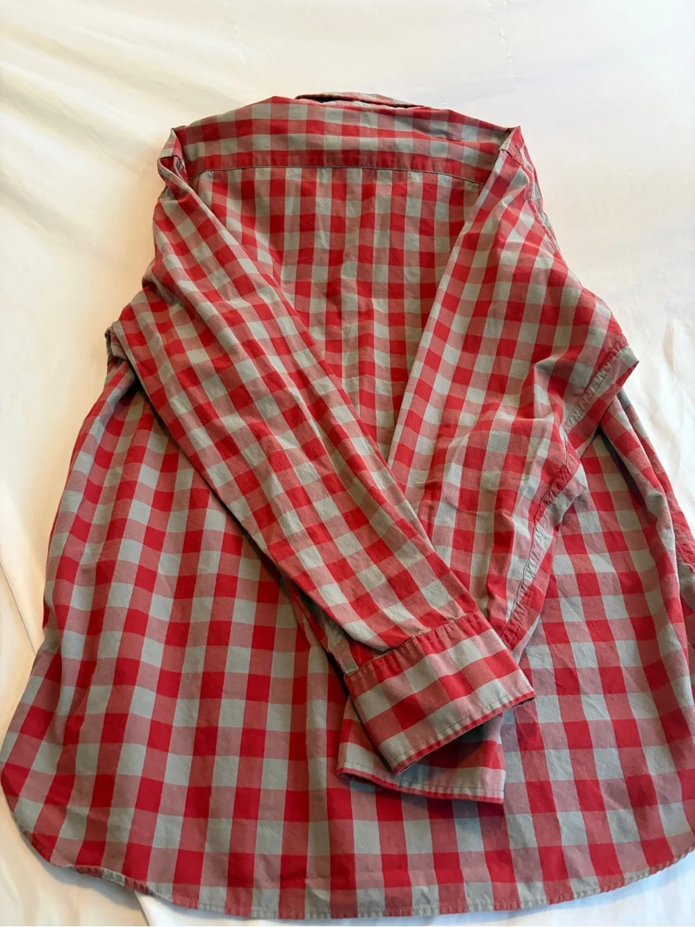 J.Crew Red & Gray Checkered Long Sleeve Shirt Size XL 100% Cotton Size XL